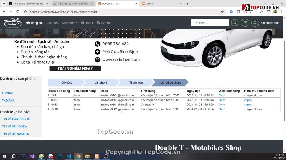 bán xe máy,Web Bán Hàng PHP & MYSQL,xe máy
